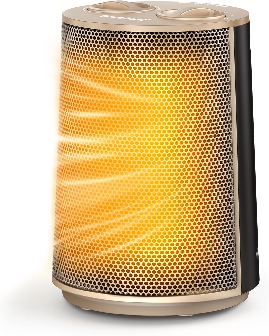 GiveBest 1500W Portable Ceramic Space Heater - Quiet PTC Fast Heating, Overheat Tip-Over Protection, Ideal for Office Bedroom Desk Gold