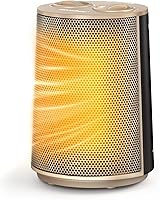 GiveBest 1500W Portable Ceramic Space Heater - Quiet PTC Fast Heating, Overheat Tip-Over Protection, Ideal for Office Bedroom Desk Gold