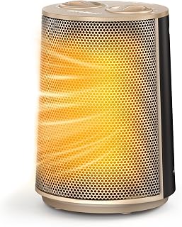 GiveBest 1500W Portable Ceramic Space Heater - Quiet PTC Fast Heating, Overheat Tip-Over Protection, Ideal for Office Bedroom Desk Gold