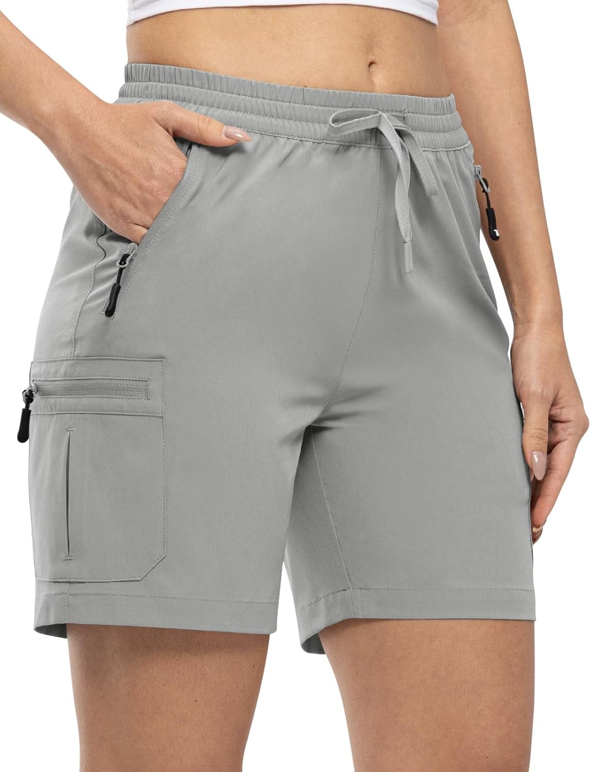 TBMPOY Women's Hiking Cargo Shorts Lightweight Quick Dry Athletic Summer Shorts Golf Travel Camping with Zipper Pockets