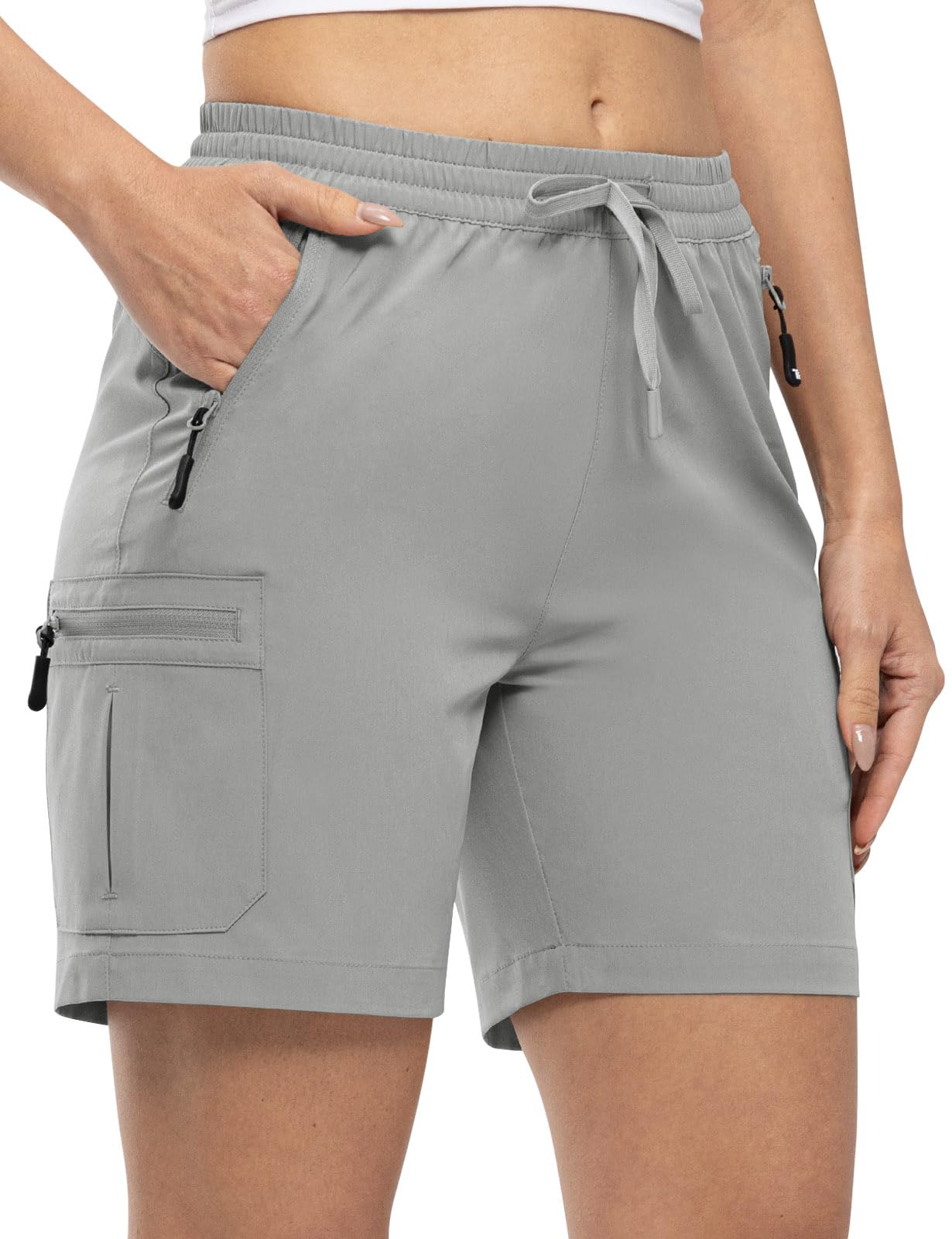TBMPOY Womens Hiking Cargo Shorts Lightweight Quick Dry Athletic Summer Shorts Golf Travel Camping with Zipper Pockets