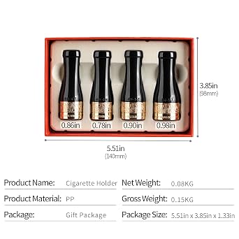 Cigar Mouthpiece Set for Men and Women Short Cigar Holder (Color:Black)