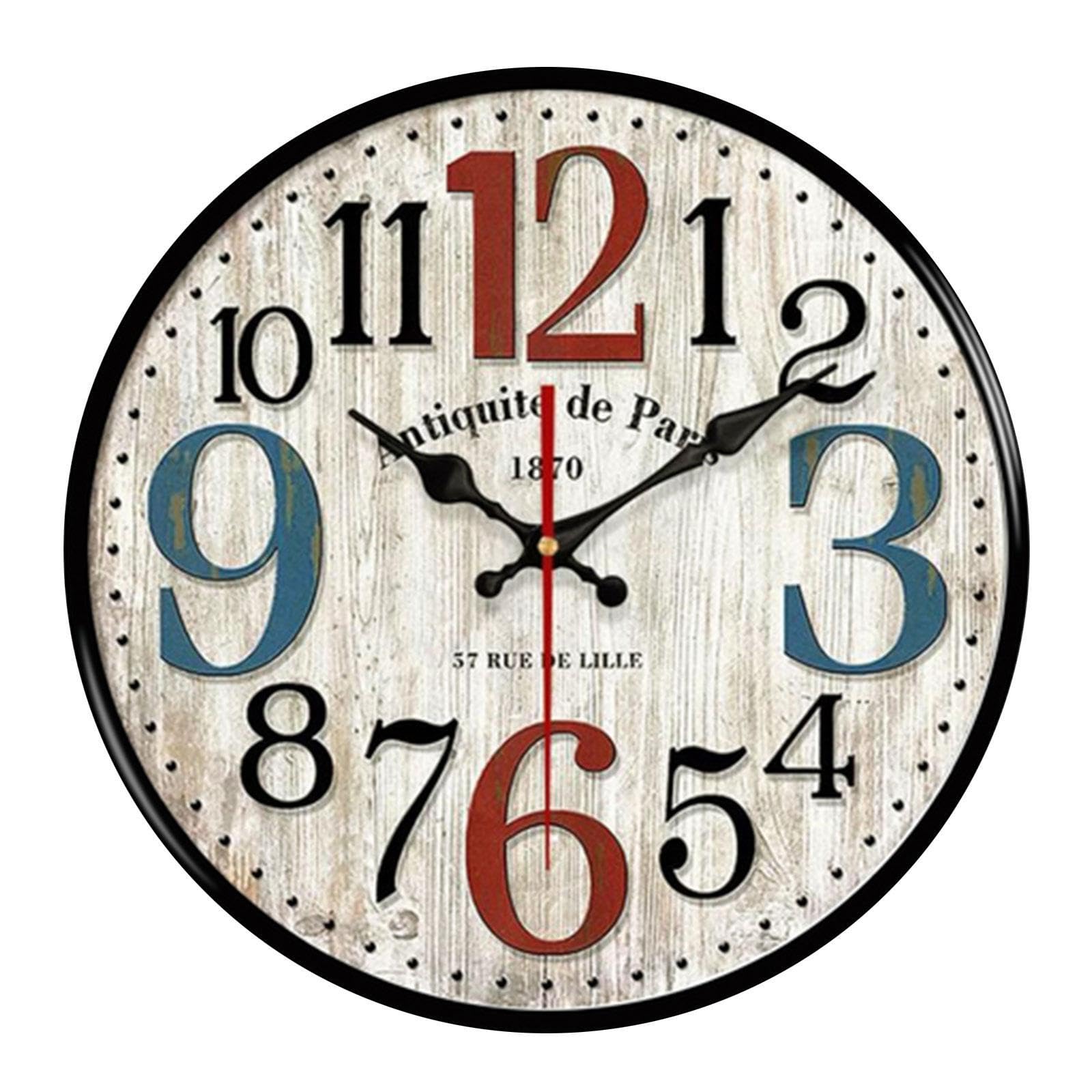 PIXZCSA Modern Wood Wall Clock Silent Roman Numerals Decorative Clocks Sweep Movement Office Measures11.81inch X 11.81inch, Style D