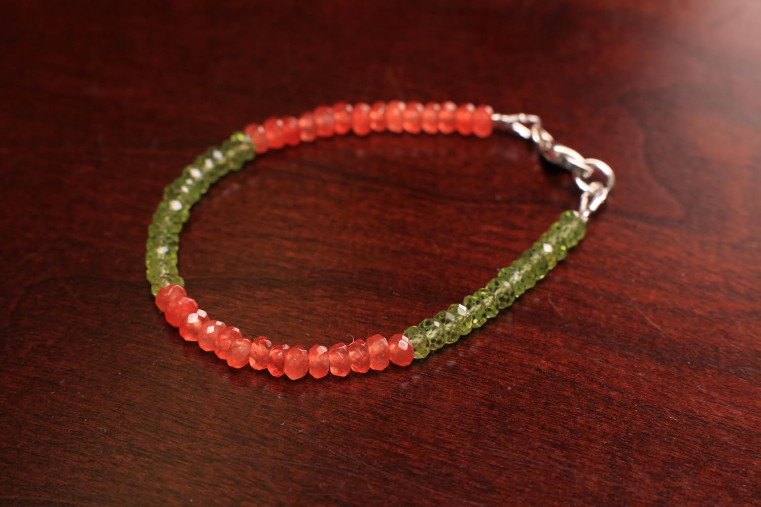 Carnelian, Peridot 4mm Faceted Bracelet in 14k Gold Filled or 925 Sterling Silver lobster Clasp and findings, healing, energy Chakra gift