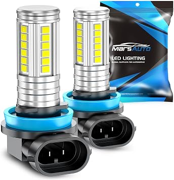 Marsauto H16 H8 Led Fog Light Bulb Yellow 12,000LM, 11 Size H11 Yellow Fog Lights, Real 360 Illumination 3000K Amber Strong Penetration, Upgraded LED Chips H11 H8 Fog Bulb, Tail Light Covers
