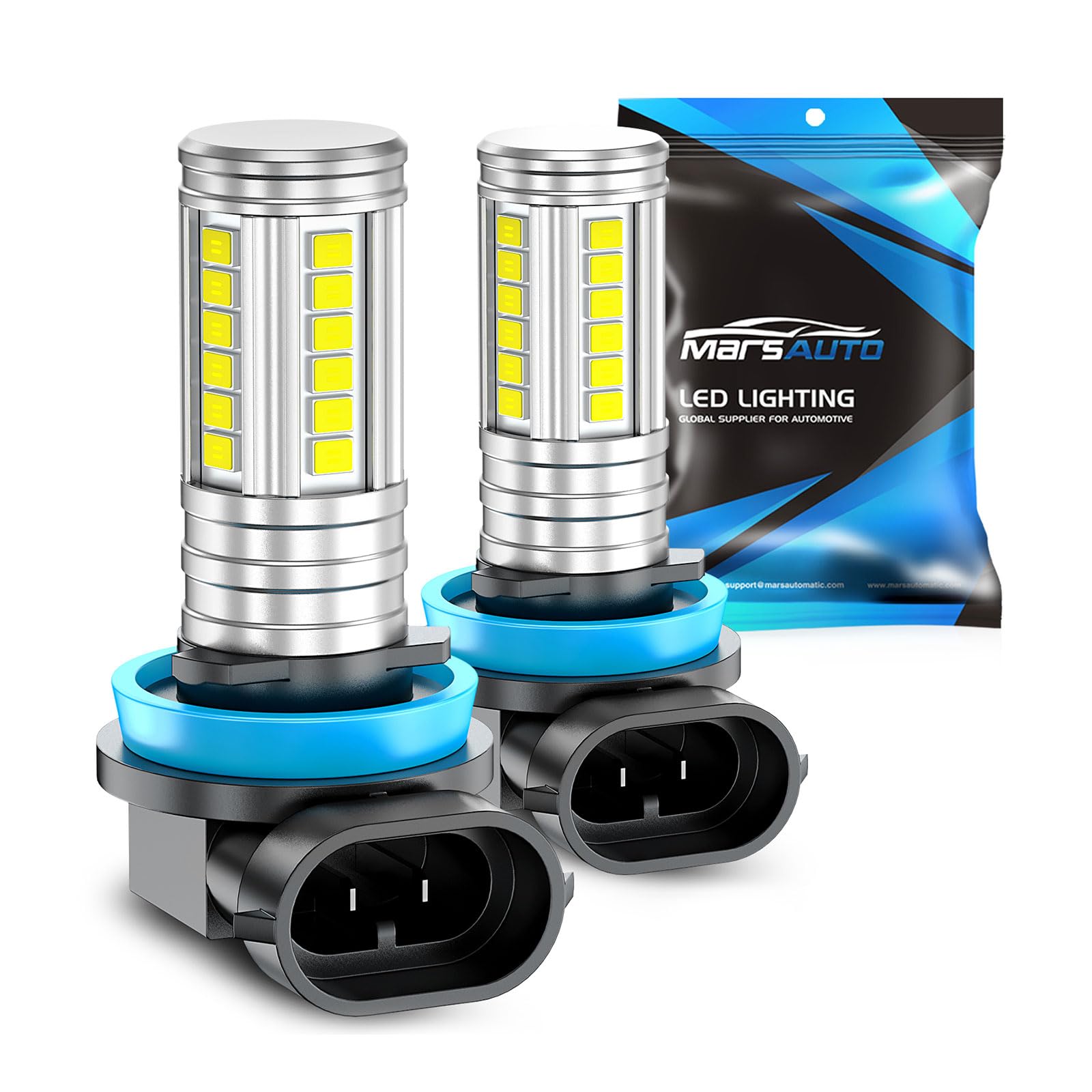 Marsauto H16 H8 Led Fog Light Bulb Yellow 12,000LM, 1:1 Size H11 Yellow Fog Lights, Real 360° Illumination 3000K Amber Strong Penetration, Upgraded LED Chips H11 H8 Fog Bulb, Tail Light Covers