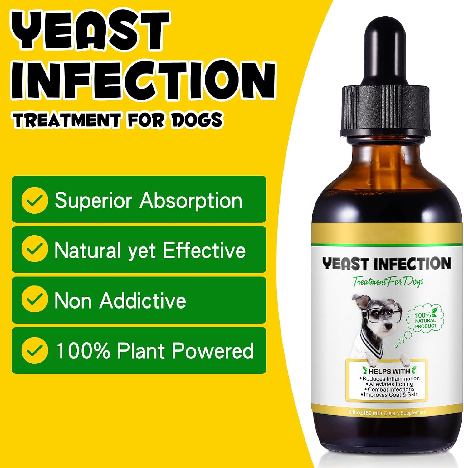 Natural Yeast Infection & Allergy Relief for Dogs Improves Coat & Skin 2 oz
