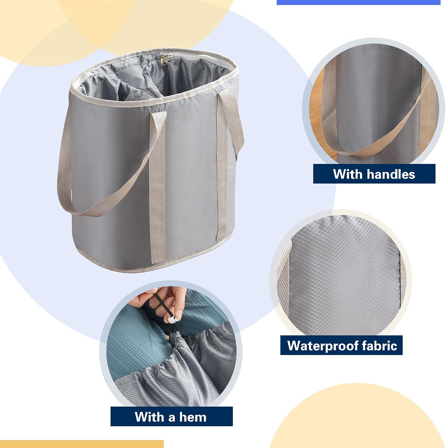 Collapsible Bucket for Soaking Feet, 3-in-1 Fully Wrapped Knee Fumigation Portable Foot Spa Bath Bucket with Handle 4-Layer Heat Lock, Foot Soaking Basin Tub for Home, Travel, Camping (Gray)