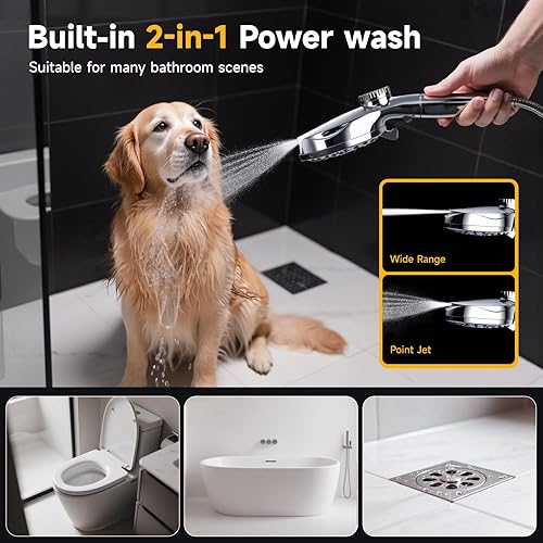 Miniatura 6 de Cabezal de ducha de doble filtro con mano magnética, cabezal de ducha de lluvia cuadrado de 8 pulgadas de alta presión con combo de mano, cabezal de