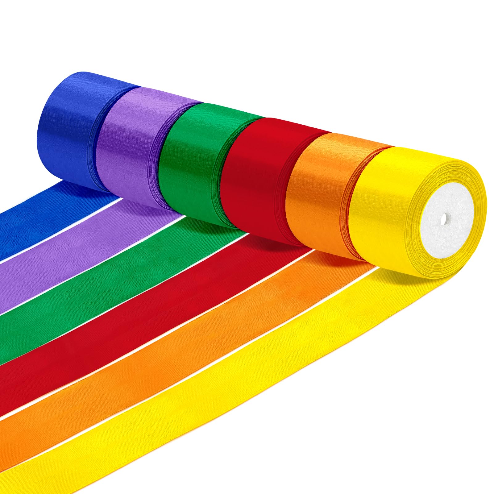 Xnegau 6 Colours Satin Ribbons 50mm x 22m Gift Wrapping Ribbon