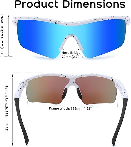 Miniatura 7 de FEISEDY Gafas de sol polarizadas de béisbol para niños y adolescentes, marco TR90 para niños y niñas, ciclismo B2454
