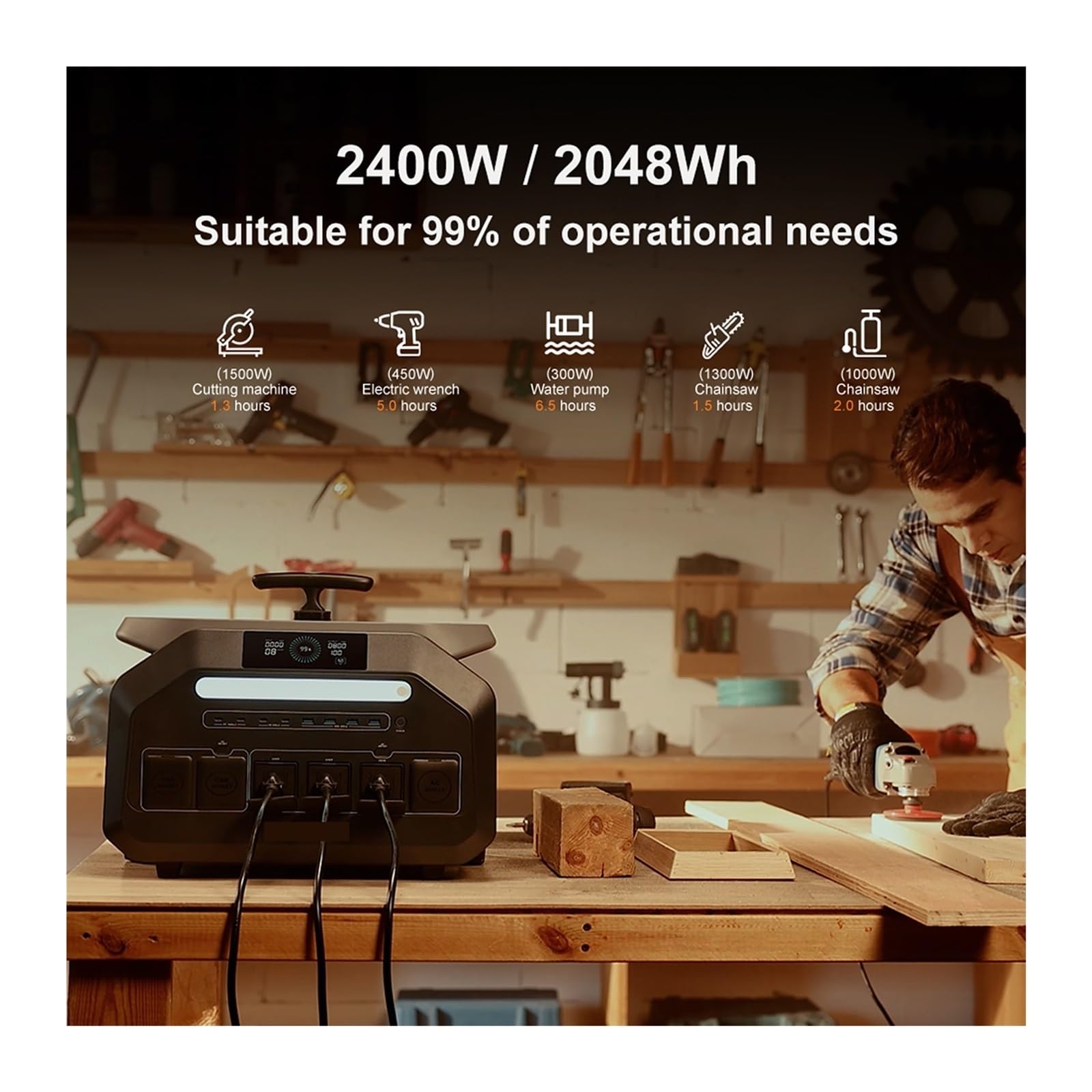 IEE P2400 2400W Centrale Électrique Portable 2048Wh Life Camp Génération Solaire APP Contrôle Avec Lumière Sortie Ca/sortie PV Inupt Haute éNergie