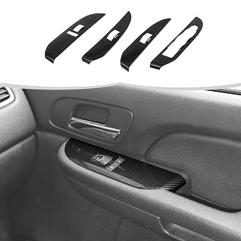 Linskip Door Controls Panel Trim Compatible with 2007 2008 2009 Chevy Avalanche Suburban Tahoe Silverado & GMC Yukon Sierra, Interior Accessories Carbon Fiber Black
