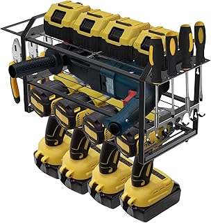 Power Tool Organizer,Drill Holder Wall Mount 3-Layer Garage Organization Floating Cordless Drill Holder,4 Drill Slots Cordless Drill Holder,Heavy Duty Drill Holder for Garage,Workshop