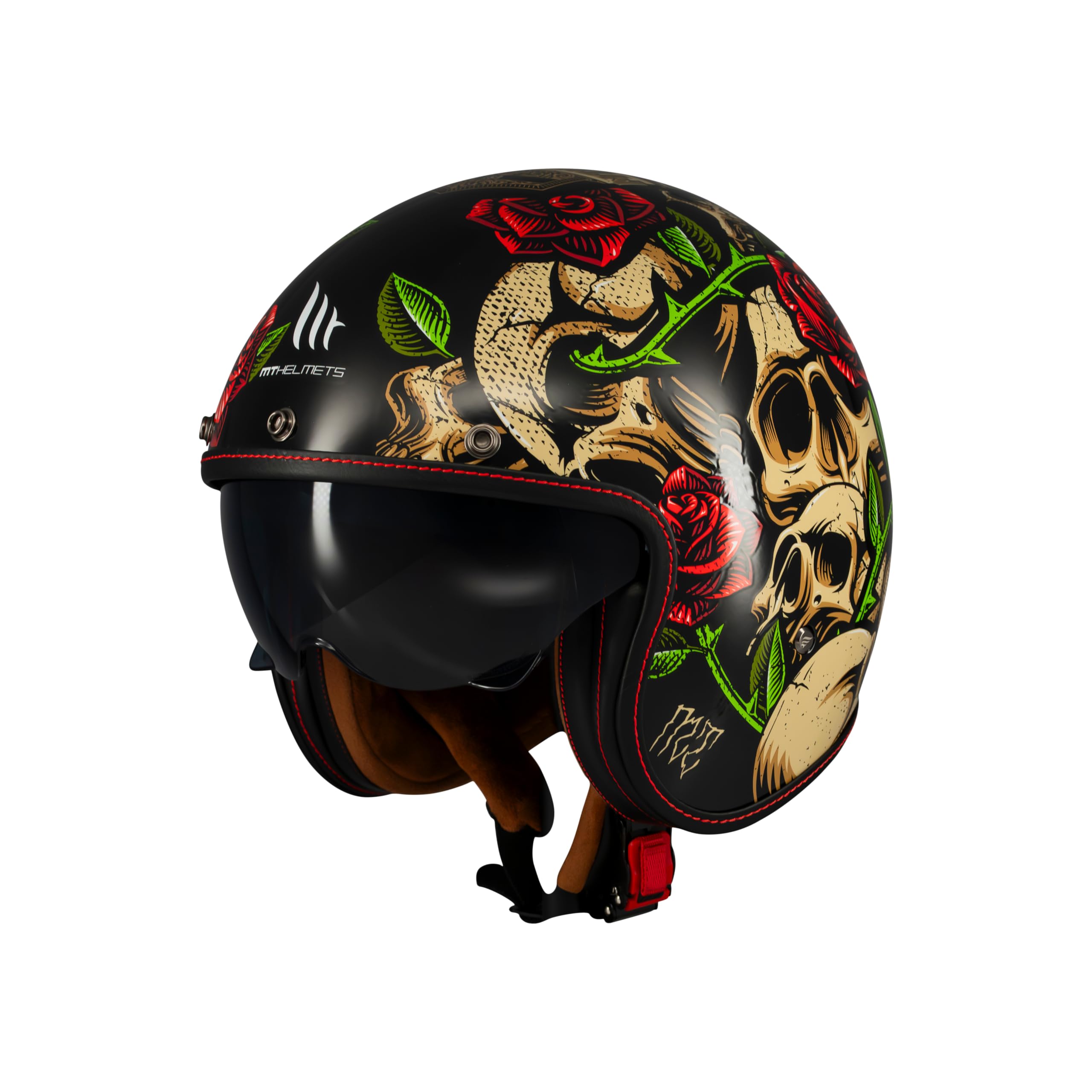 MT Helmets Le Mans 2 SV – Casco Moto Jet Vintage con Detalles en Cuero, Visor Solar Retráctil Full Vision, Interior Lavable y Calota HIRP | Homologado ECE 22.06 & DOT