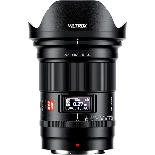 VILTROX AF 16mm F1.8 Z Full Frame Lens for Nikon Z-Mount, AF 16mm F/1.8 Z with Built-in LCD Screen Wide Angle Lens for Nikon Z Mount Z7 Z7ii Z8 Z8ii Z9 Zf Z30 Z50 Zfc