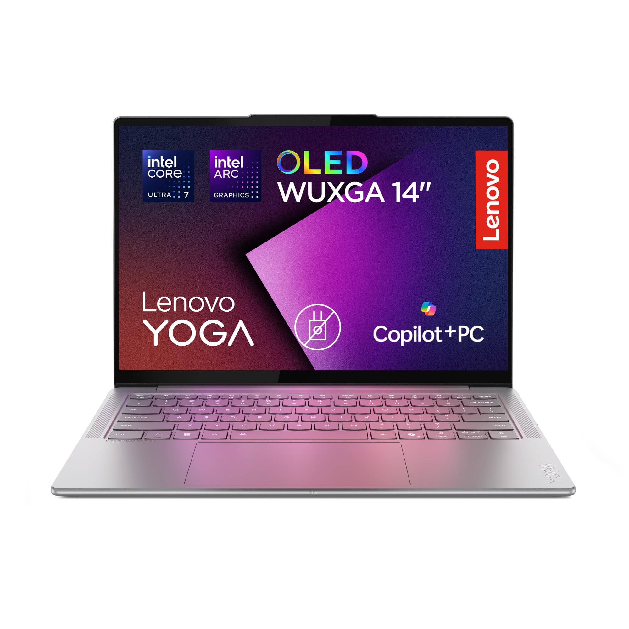Lenovo Yoga Slim 7i Aura Edition Copilot+ PC Notebook 14'' OLED, Intel Core Ultra 5 226V, 16GB RAM, 512GB SSD, WiFi 7, Laptop in alluminio per Lavoro, Studio e Creatività - Caricatore non incluso