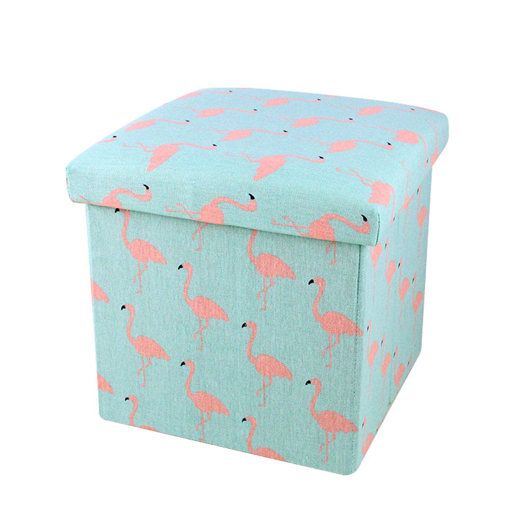 Tabouret de Rangement Salon et Chambre | Repose-Pieds Ottoman Carré en Lin 30x30