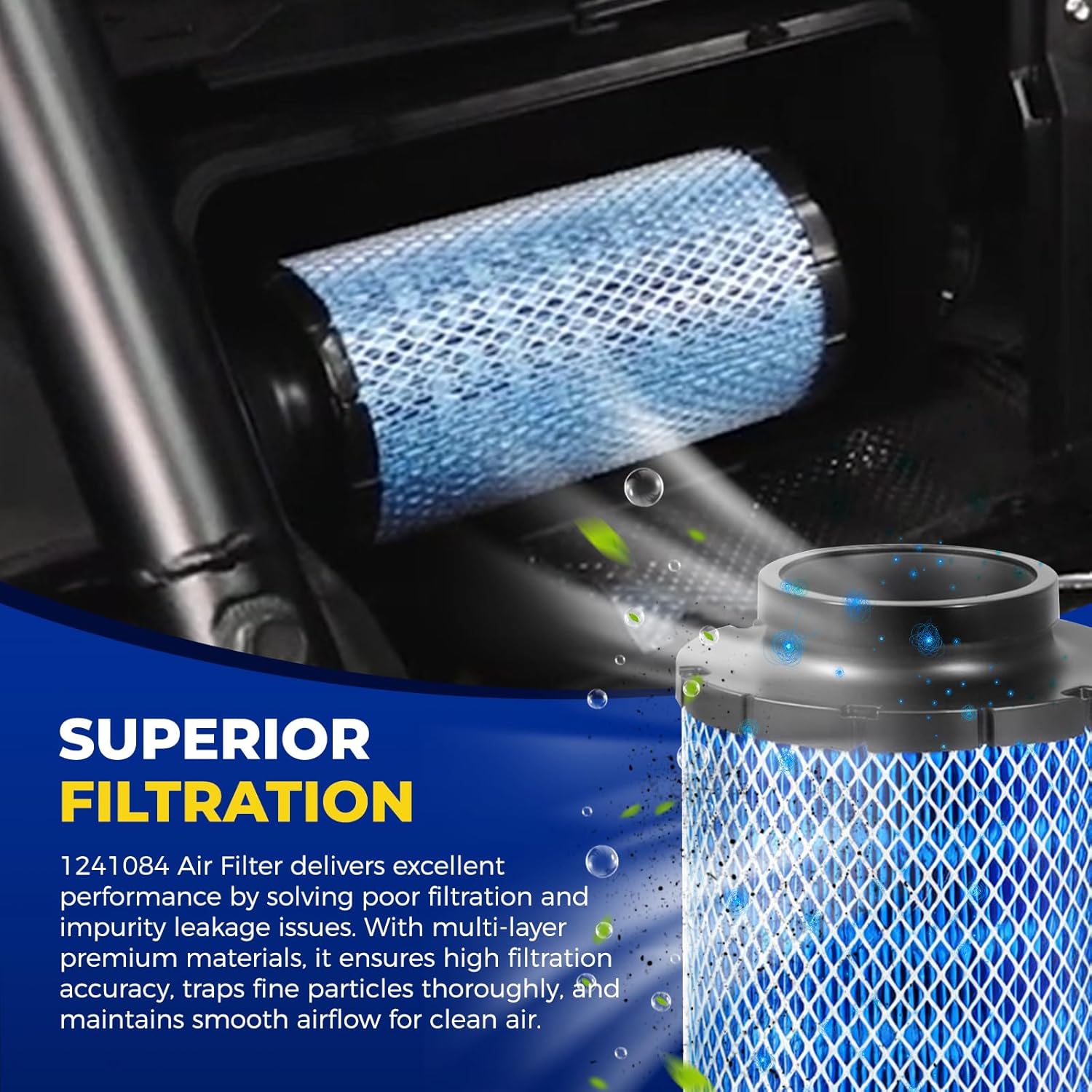 Philtop Powersports Air Filter, Replacement polaris air filter 1241084 for Compatible with Po laris RZR 1000 XP Mesh XP4/Turbo S/R/Pro XP/RS1 2014-2023 Premium polaris air filter, Pack of 2