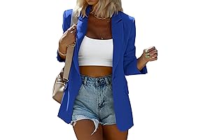 Womens Blazer 2024 Fall Bussiness Casual Long Sleeve Button Blue Blazer for...
