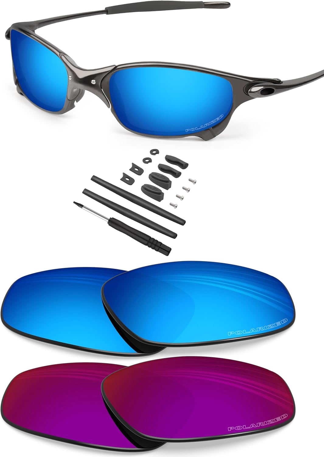 BLAZERBUCK Anti-salt Polarized Replacement Lenses for Oakley Juliet - 2 Pairs