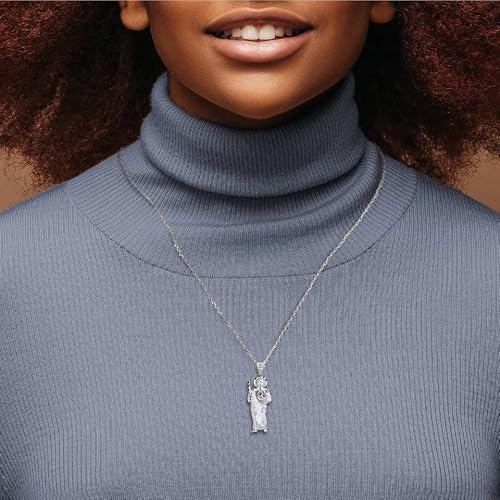 Claddagh Gold .925 Sterling Silver 3-1/10" Christian Saint Jude Thaddeus Patron Saint Of Lost Causes Pendant Necklace, 22" #TOP2