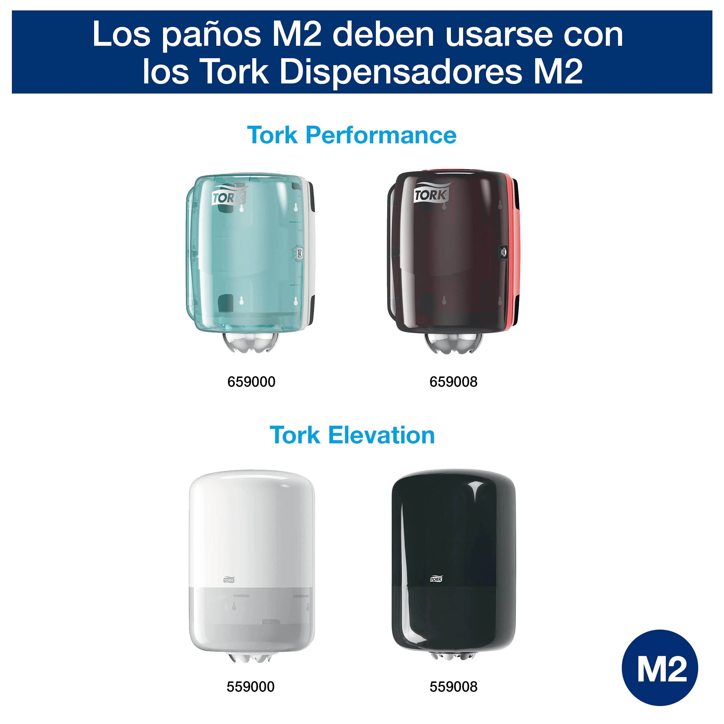 Tork 101240 Papel de secado multiuso extra Advanced de 2 capas compatible con el sistema de alimentación central grande M2,Blancoo, 6 rollos x 160m