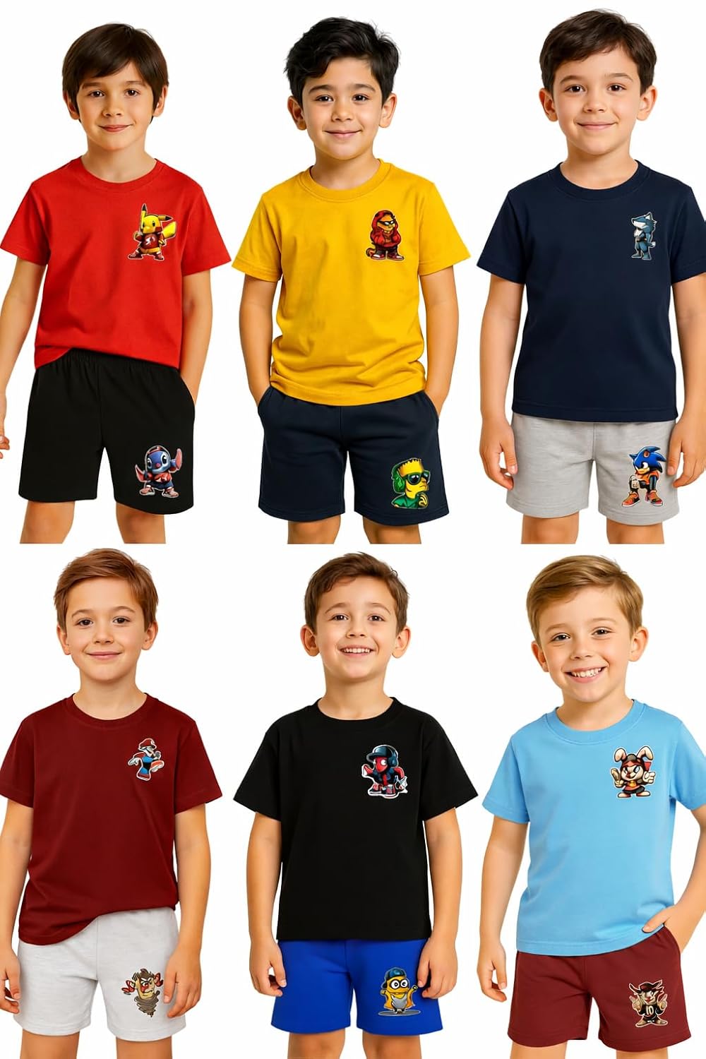 BILLECO Kids T-Shirt & Shorts Set Pack of 6 | Cotton Summer Wear Combo for Boys & Girls (3–12 Years) - Review, Price and Buying Guide