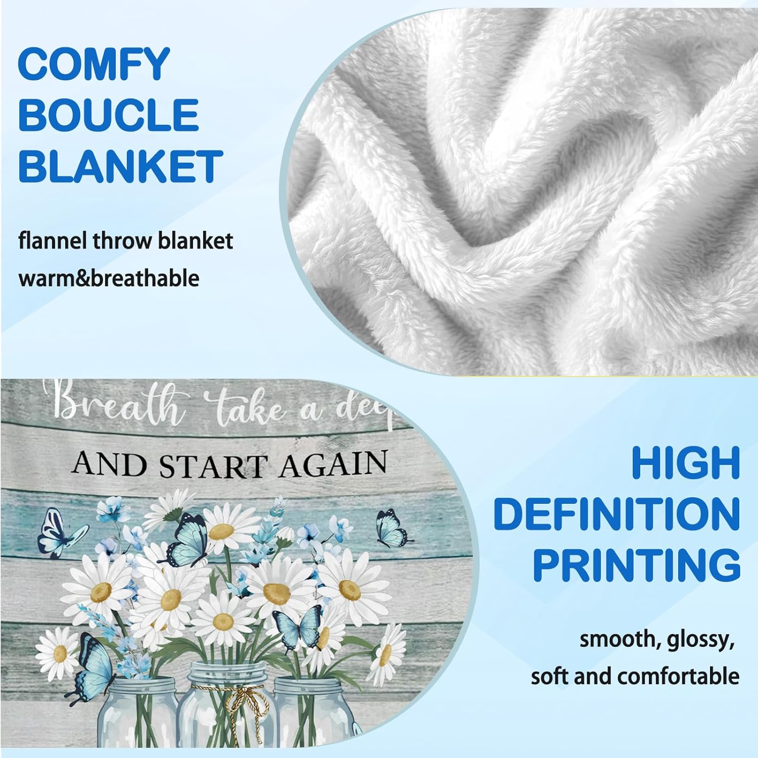 Get Well Gifts for Women, Get Well Blankets for Women on Bed Sofa, Inspirational Daisy Soft Flannel Throw Blanket for Mom Sister Friends 60"x50" - Image 6