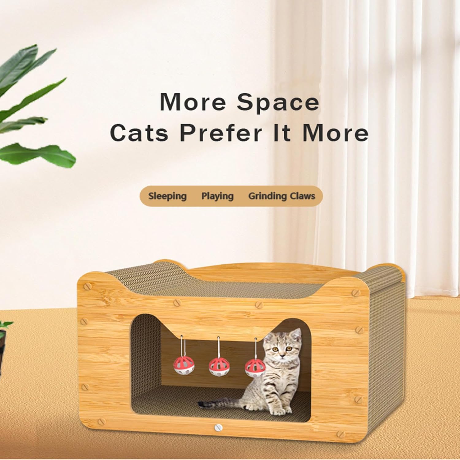 review Cat Scratcher Cardboard Even A Scratching Post is A Cat Nest, Cat Houses Free Bell Ball When Ordering ， Cat Fort Cat Stands for Indoor Cats