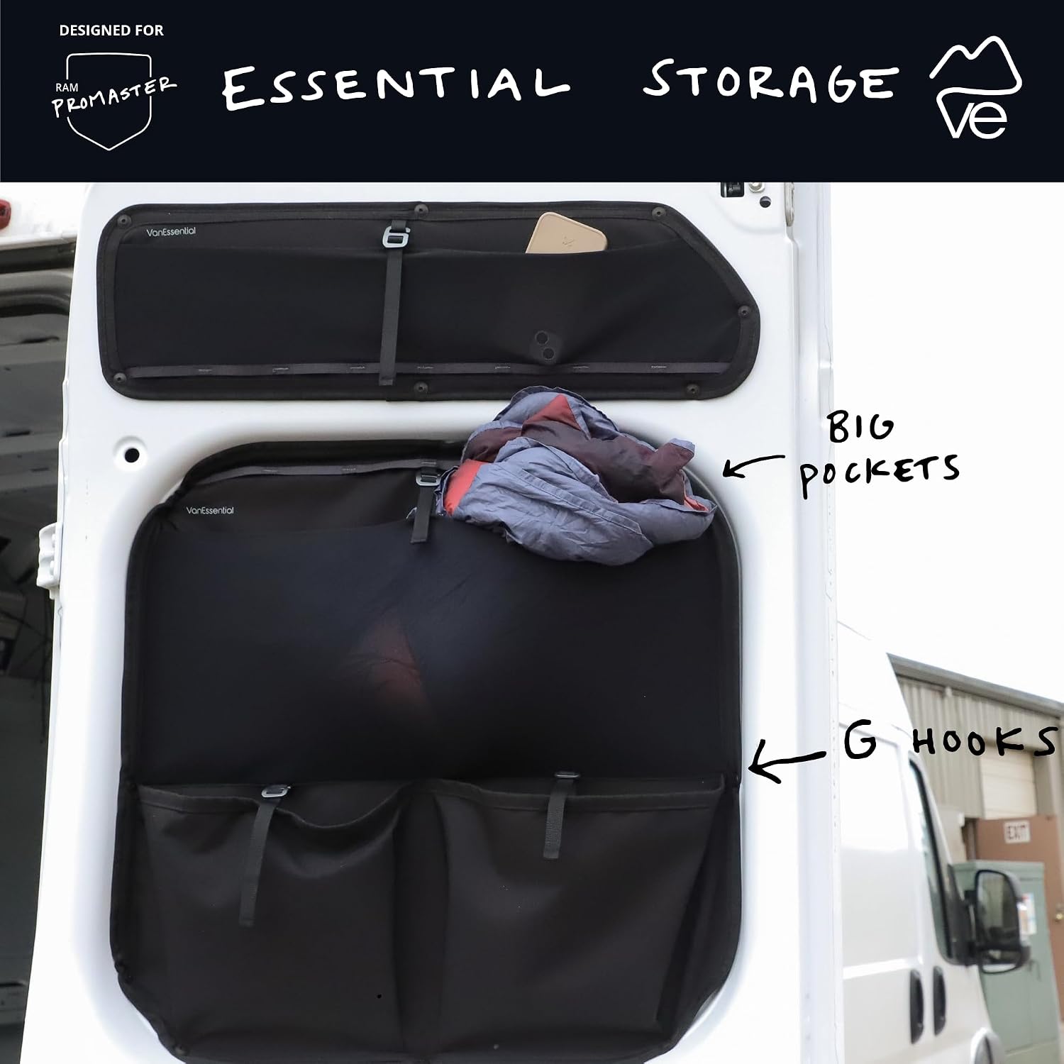 VanEssential Rear Door MIDDLE Storage Panels (Pair) Designed for Ram Promaster High Roof (Van Years 2014 to Current Model)