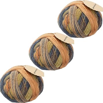 golo 3 Balls Gradient Wool Yarn for Hand Knitting Self-Striping Variegated Wool Yarn 3-6013