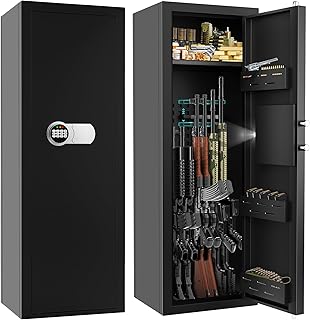 Sapekity Large Gun Safe for 6-8 Guns, Fireproof Gun Safes for Home Rifle and Pistols, Rifle Safes for Home with Easy Set u...