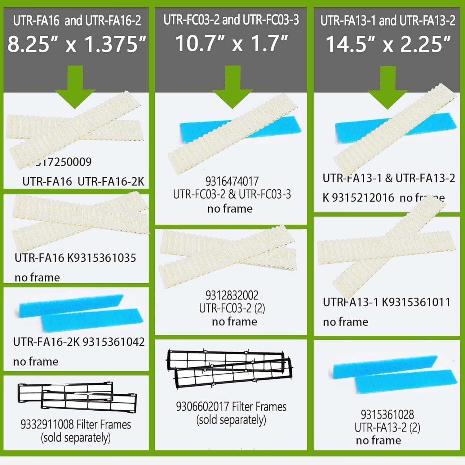 4-Pack Filters Compatible with Fujitsu General UTR-FA13-1 & UTR-FA13-2 K 9315212016 Mini Split Air Conditioner Filters - No Frames