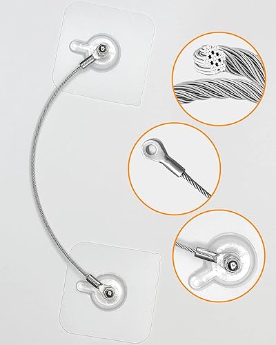 Miniatura 2 de Paquete de 10, kit de anclajes de muebles de 8 pulgadas a prueba de bebés, correas adhesivas de seguridad para TV para evitar caídas y antipuntas,