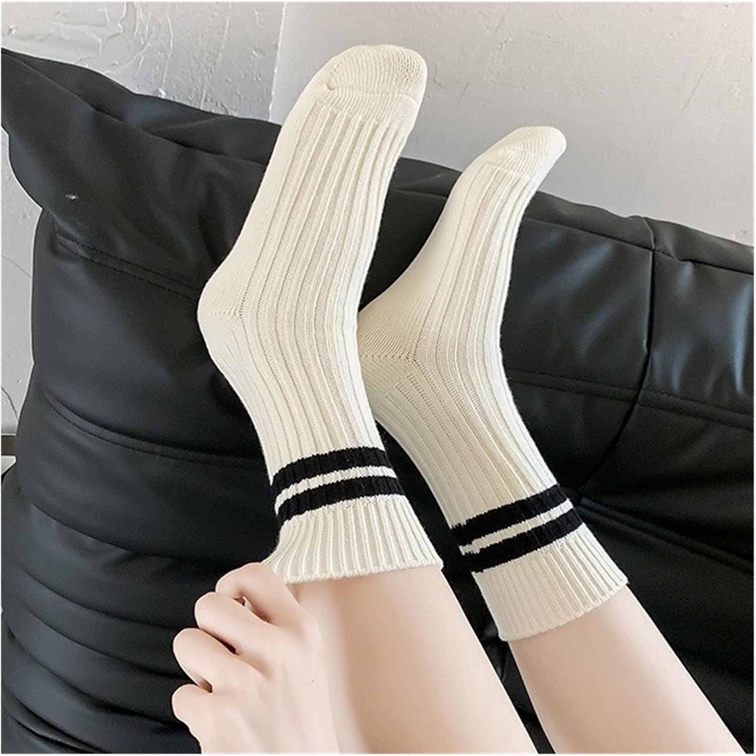 Socks Winter Striped Thickened Warm Two Bar Socks Fit for Women Pile Up Thick Thread Socks Hiking Socks(5)