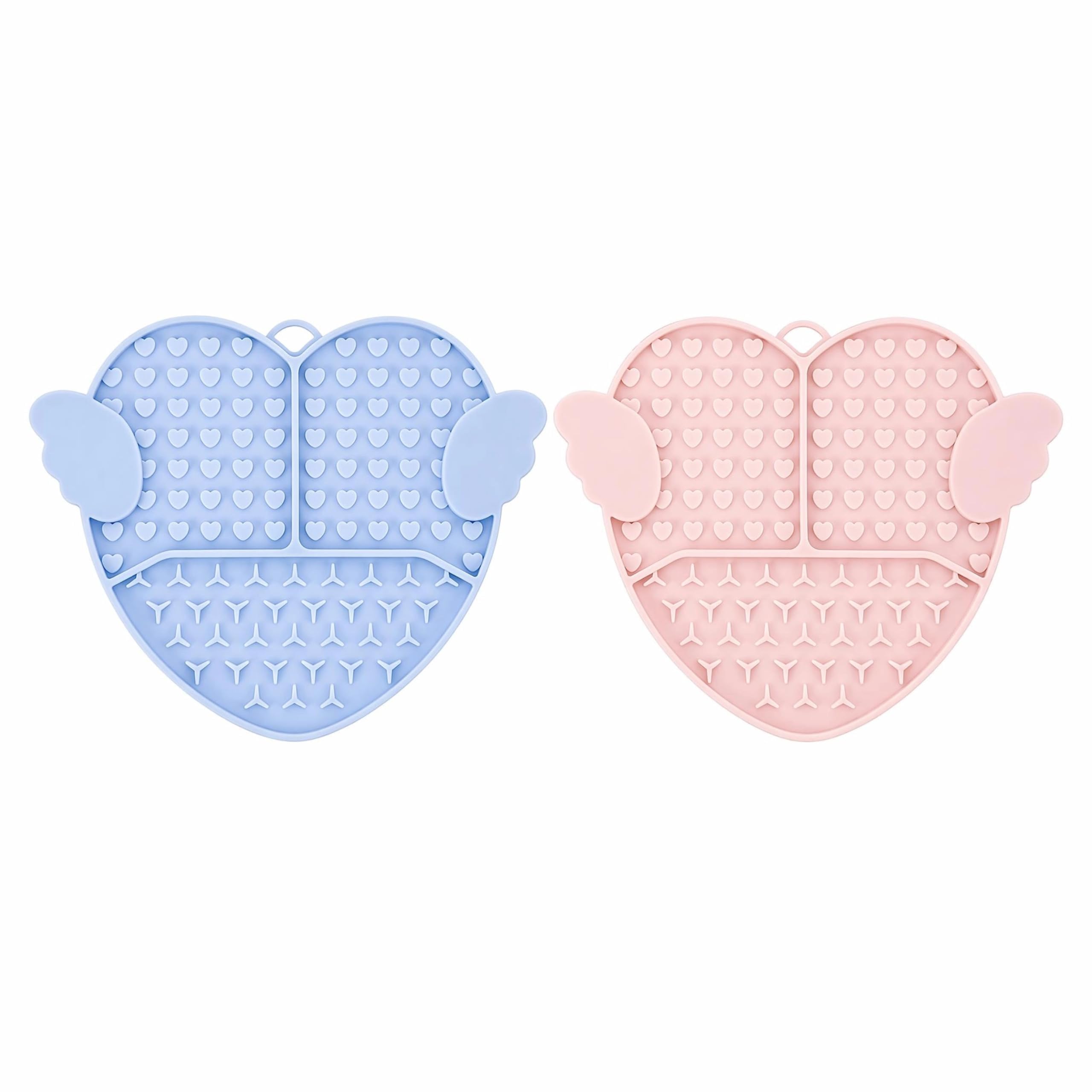Lick Mats for Dogs & Cats, 2 Pack Pet Feeding Lick Mat with Spatula & Cleaning Brush, Stress Anxiety Relief Slow Feeder Lick Pad for Pet Food,multicolor1