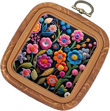 Embroidery Hoop Frame Large Square Embroidery Frame Imitated Wood | Round Quilting Supplies Retro Hoop Ring for Sewing
