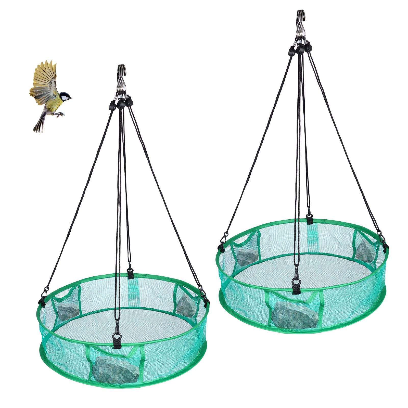 wisunichan 2Pcs Bird Seed Catcher for Outdoor Feeders, Bird Feeder Trays to Catch Seed, Upgraded Version Can Prevent Strong Winds. (16 inches)