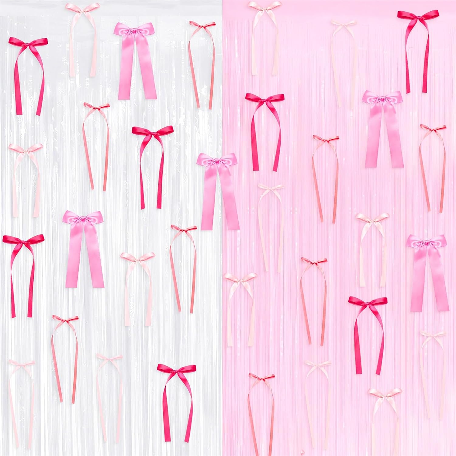 47Pcs Pink Bow Wall Decor Ribbon Bow Garland DIY Bows Photo Backdrop | Pink Bow Party Decor for Birthday Party, Bridal Shower, Baby Shower, Girls Room Decor, Nursery Wall Decor, Coquette