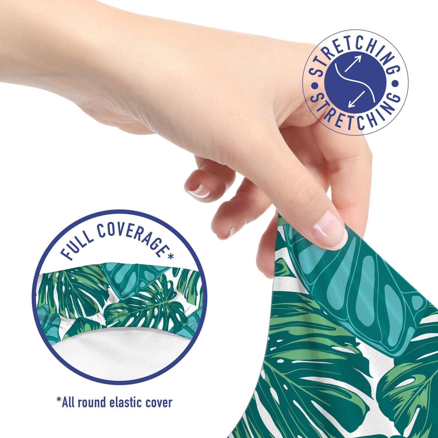 Ambesonne Exotic Office Chair Slipcover, Continuous Jungle Foliage Pattern with Tropical Leaves, Protective Stretch Decorative Fabric Cover, Standard Size, Dark Teal