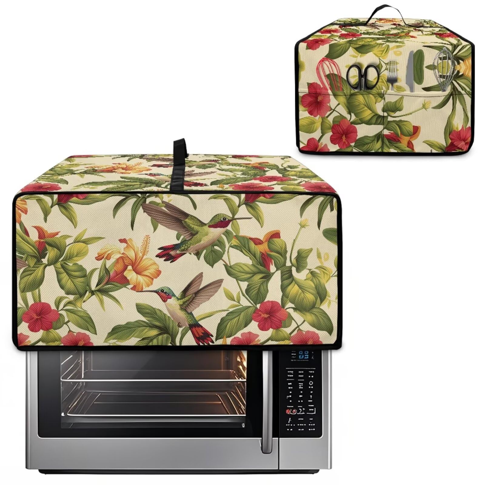 Voxugoniy Hummingbird Toaster Oven Dust Cover Thickened Polyester Machine-Washable Oven Dust Cover Kitchen Accessory Small Appliance Storage Protector