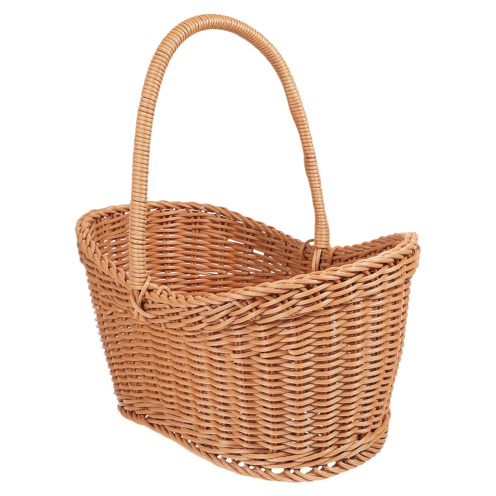 Panier en rotin plastique tressé à la main, bac de rangement étanche avec anse de transport
