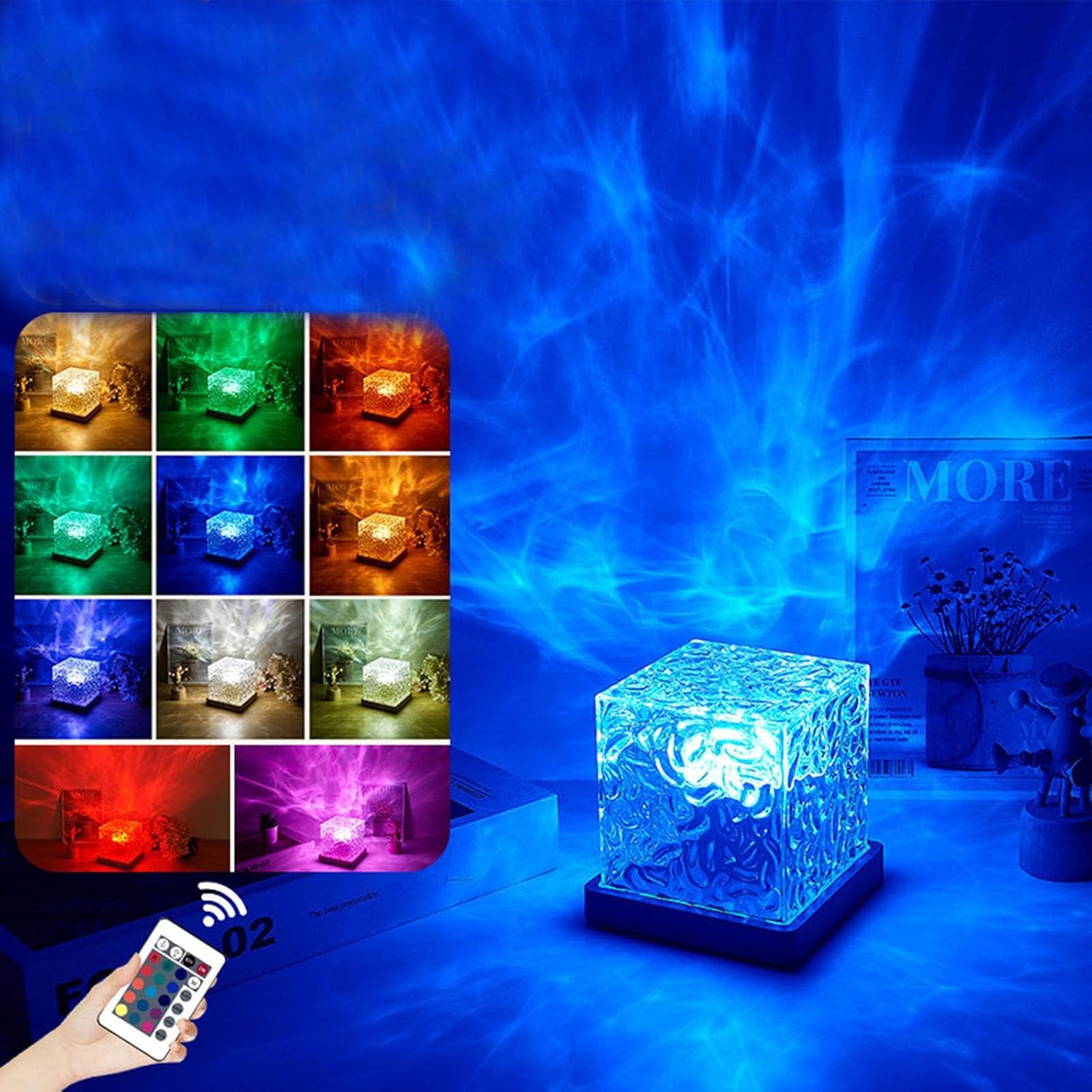 9本セット　アクアマリン　ロードライトガーネット　アイオライト　ラブラドライト Midnight Aura Lamp, Luminorthe Cube Lamp, Northern Lights Ocean
