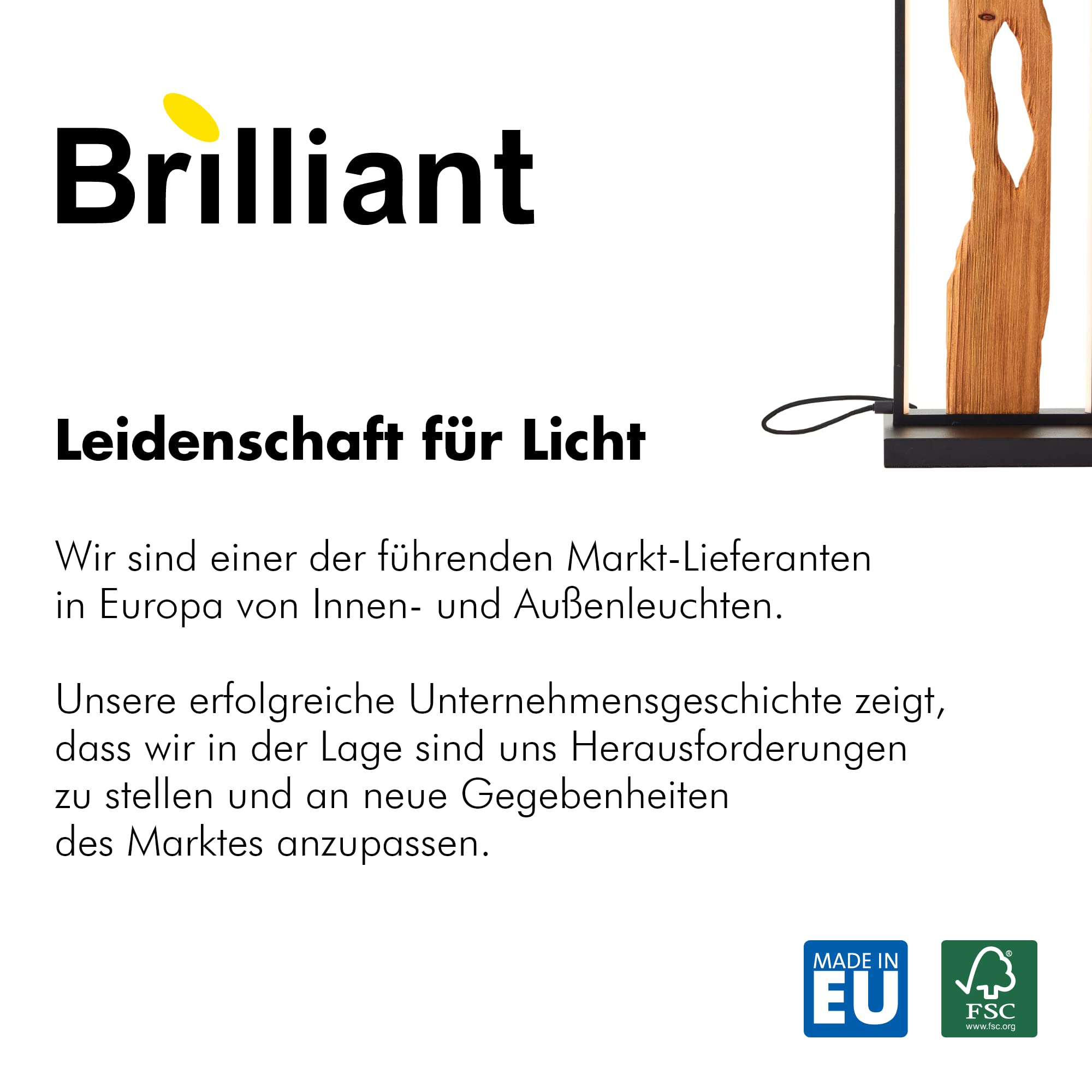 Brilliant Chaumont LED Tischleuchte 50cm Schwarz/Holz