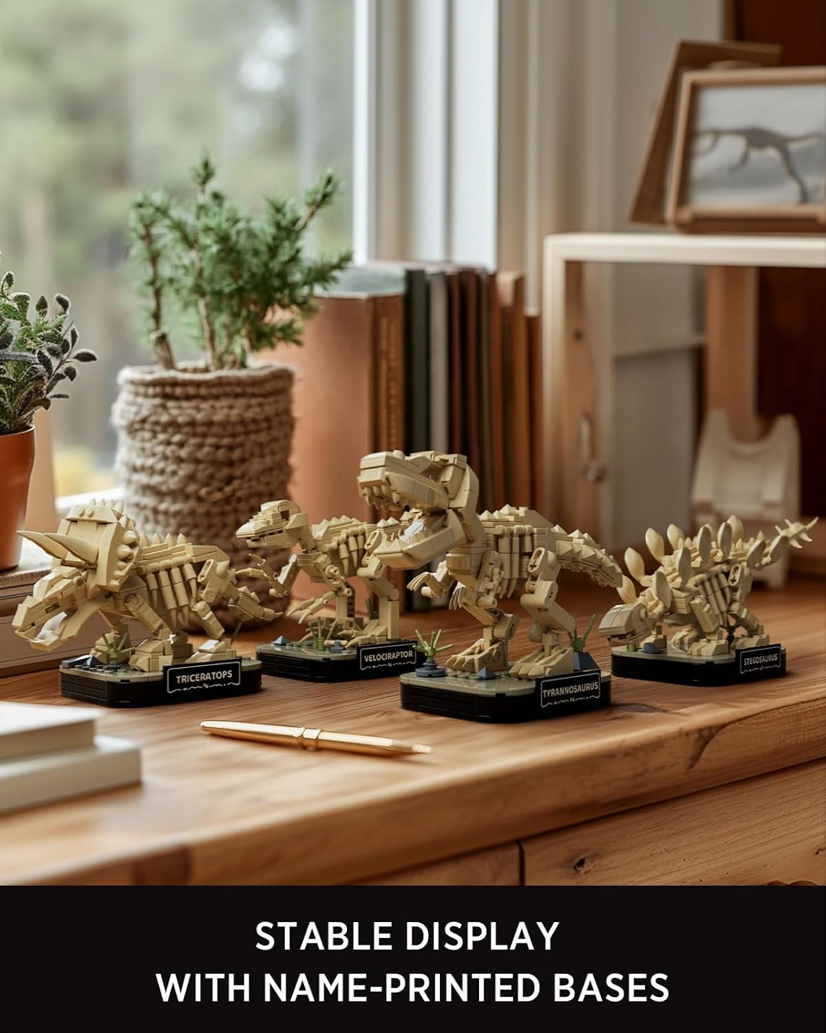 Nifeliz Mini Dinosaur Skeleton Collection, 4 Dinosaur Fossil Building Models for Adults, Display Models for Desk Decor, Gift for Dinosaur & Fossil Enthusiasts (1,101 PCS, NF10360)