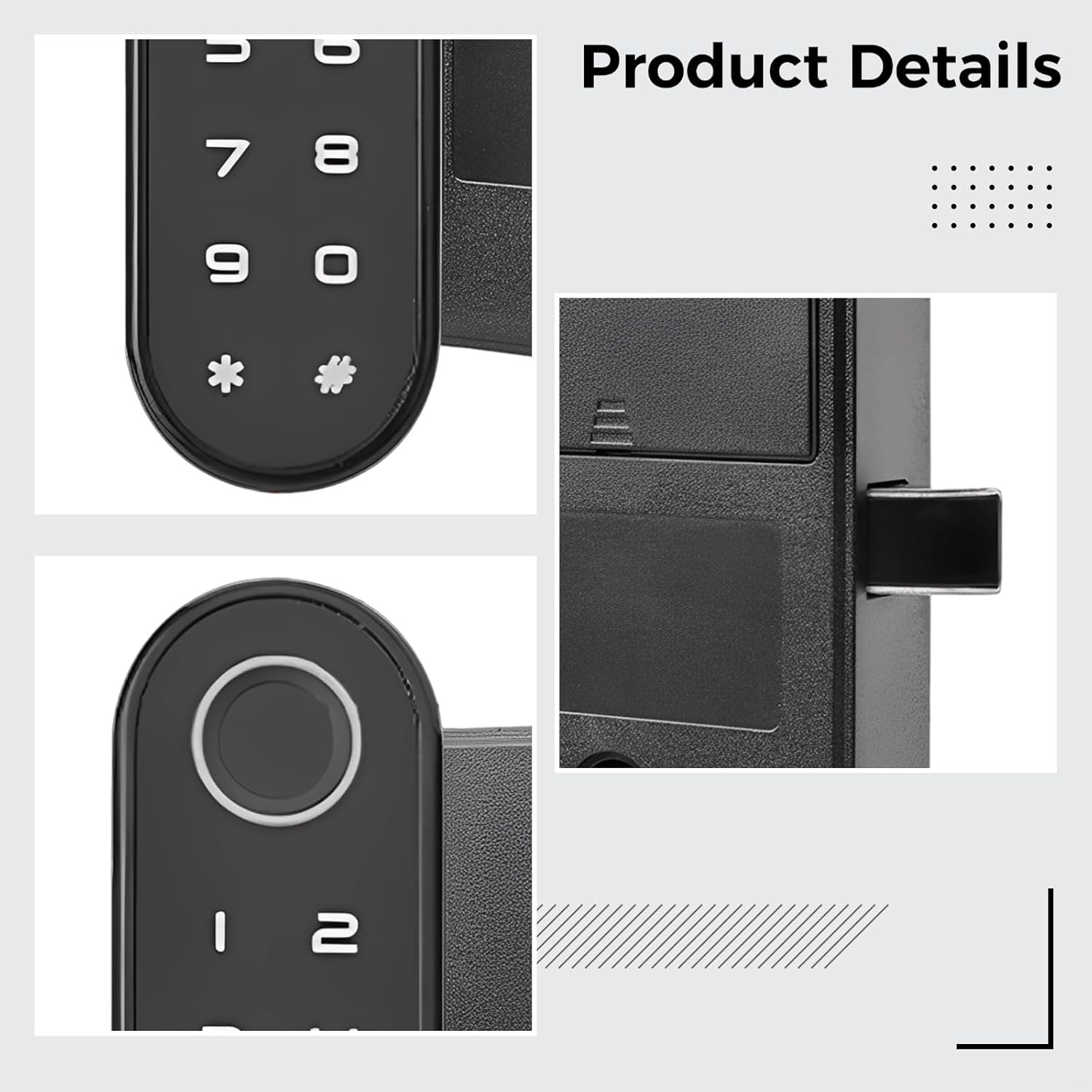 Cabinet Lock With Fingerprint & Password, 100 Fingerprints, Type-C Charging Port, Abs And Acrylic Construction