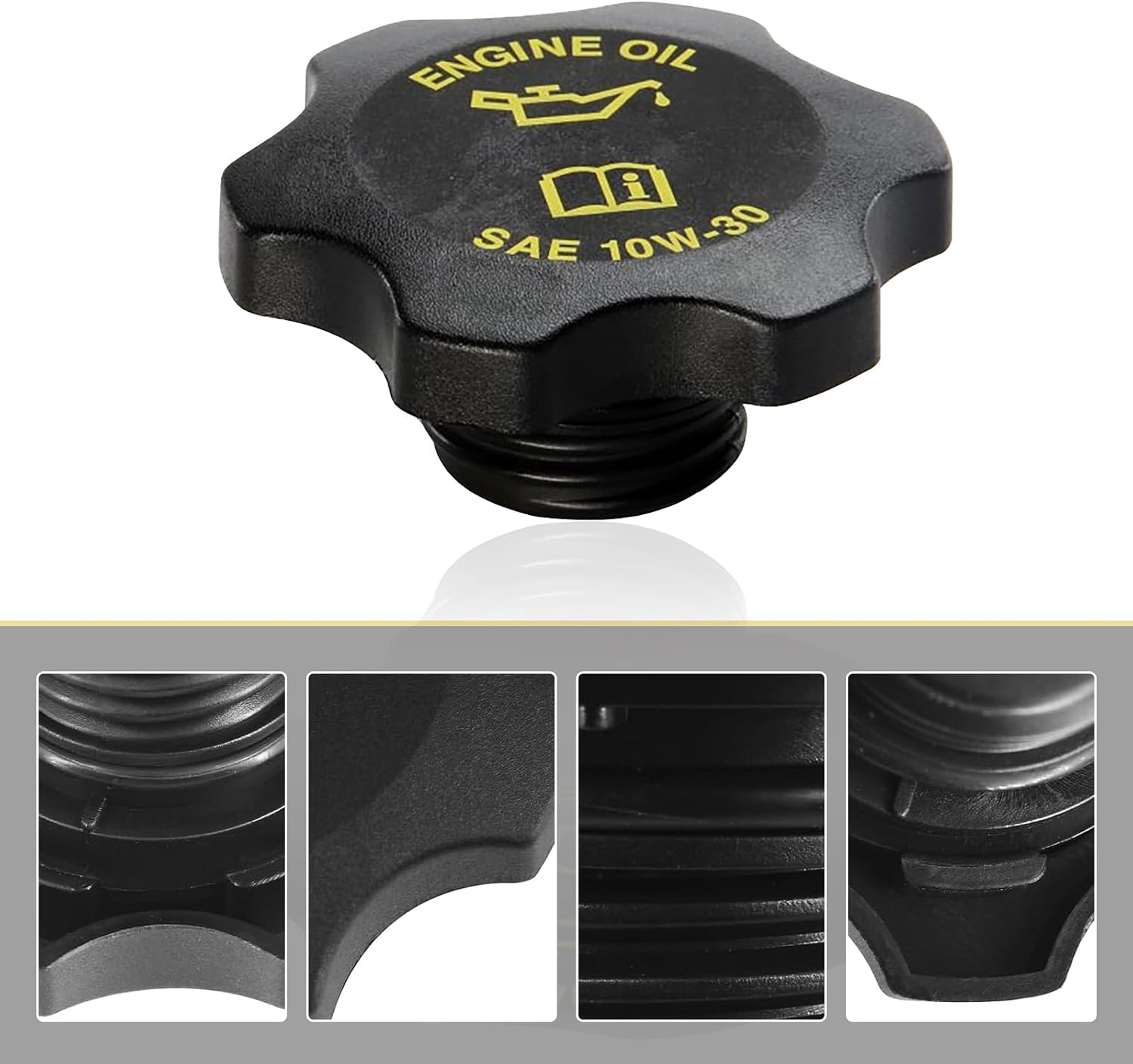 1 PC Car Engine Oil Filler Cap, Durable Vehicle Seal Cover, Gear Appearance Design, Compatible with Wrangler Grand Cherokee Dodge Jeep Chrysler Plymouth, OEM #53010654AA 04648831AA (Black)