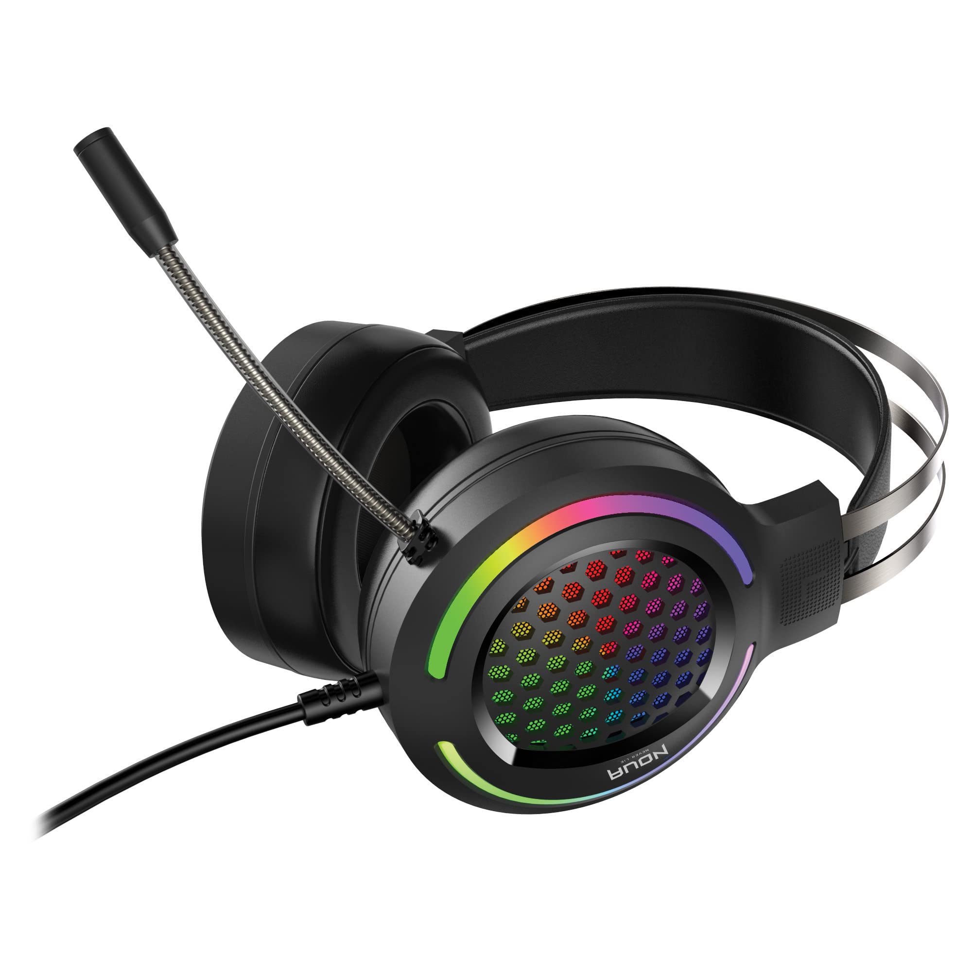 Noua Uranus Kit Gaming 3 in 1 Mouse + Cuffie + Tappetino - Combo per PC Mouse RGB 7200 dpi, Cuffie con Microfono, Tappetino per Mouse