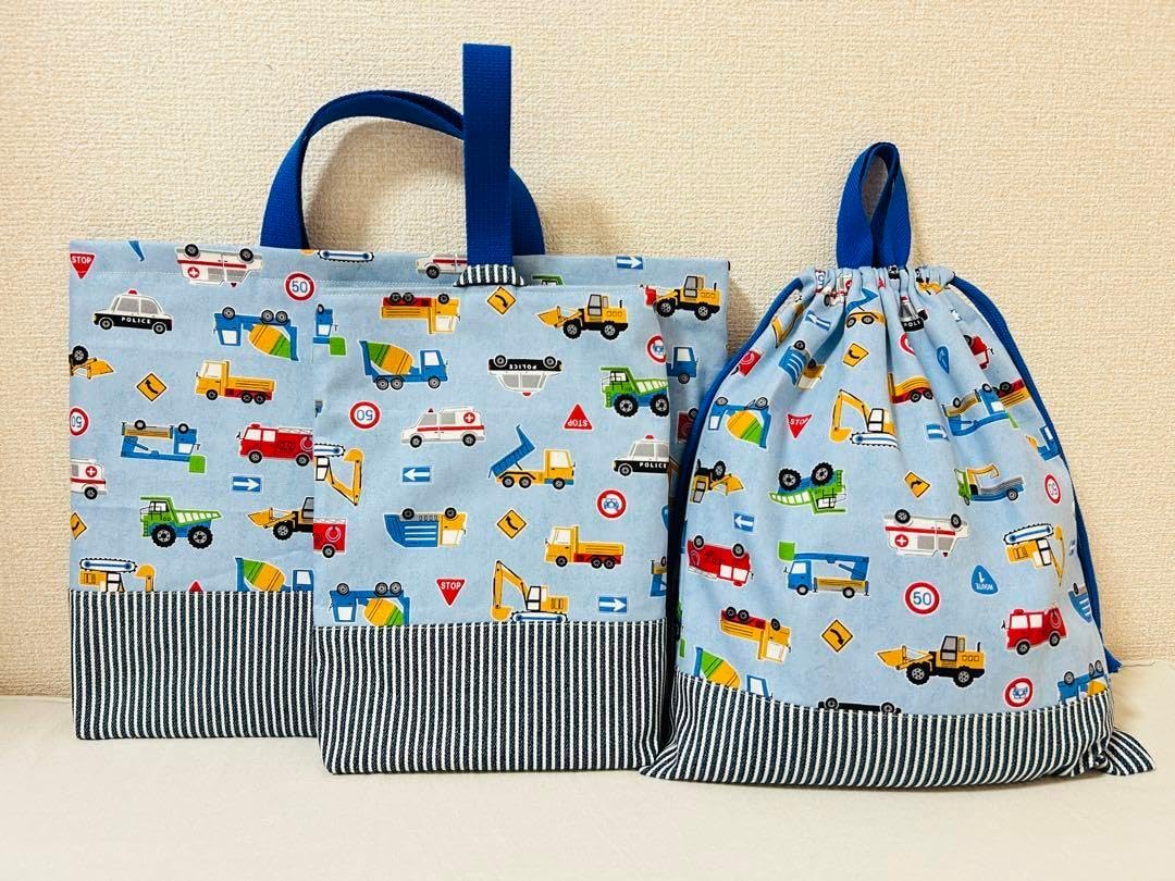 大/ 文房具・オフィス用品 働く車 レッスンバッグ 上履き入れ 体操服袋